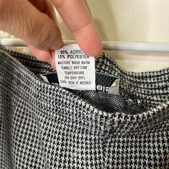 Vtg 80s 90s Houndstooth Pants Women's Large Black White Pull On Stretch - Picture 5 of 7